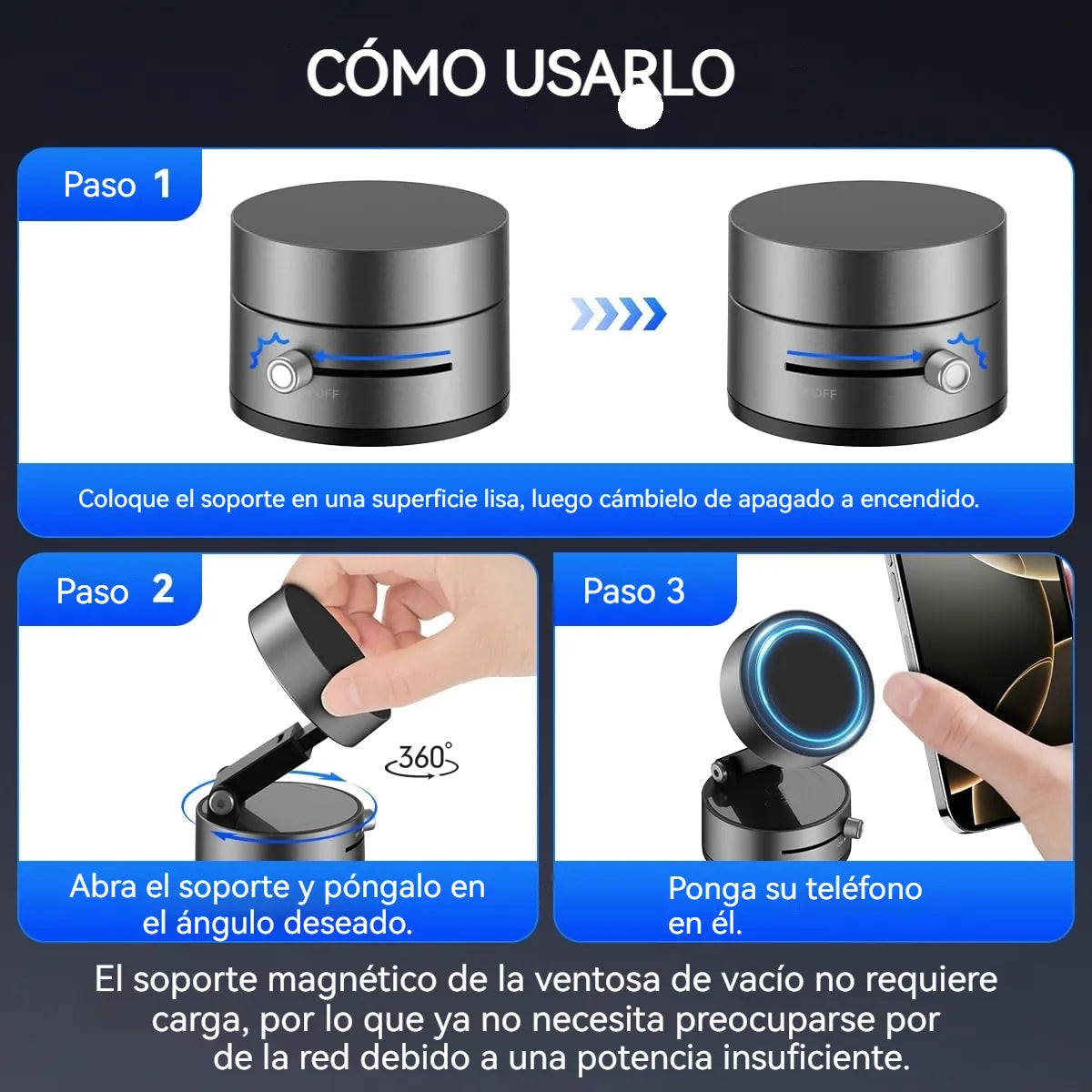 Soporte magnético para teléfono SnapHold 360°